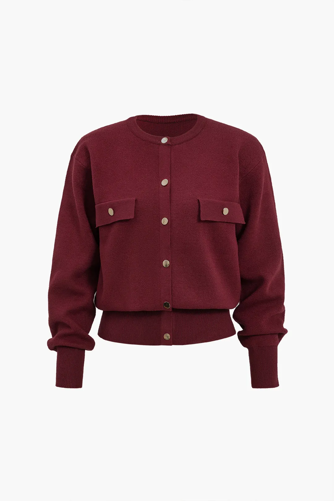 Solid strik cardigan med knap sold by Micas