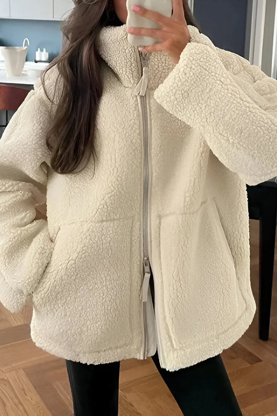 Lamb Wool Stand Collar Coat sold by Micas product image thumbnail 2