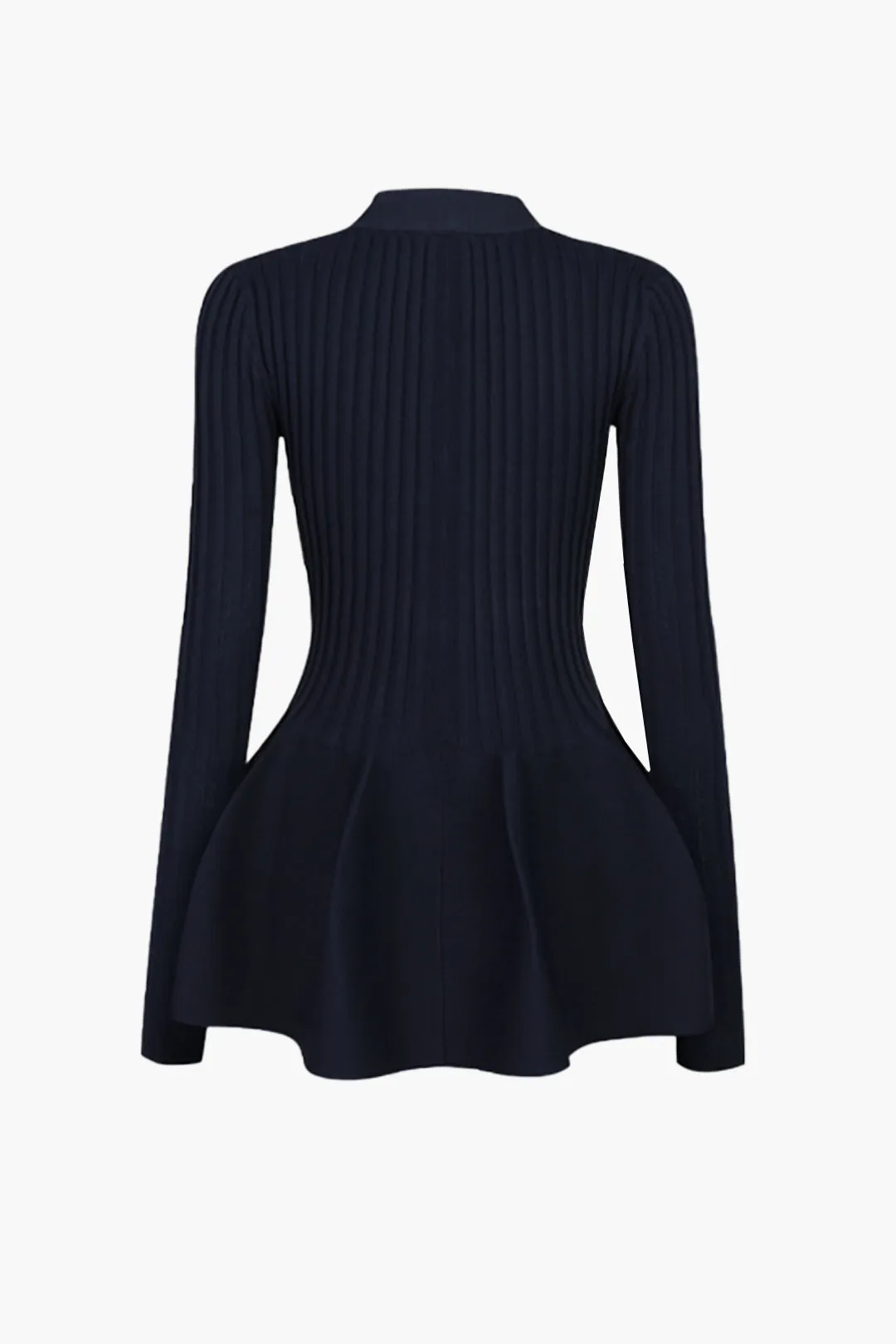 Solid V-hals Puff Hem Sweater Cardigan sold by Micas product image thumbnail 3