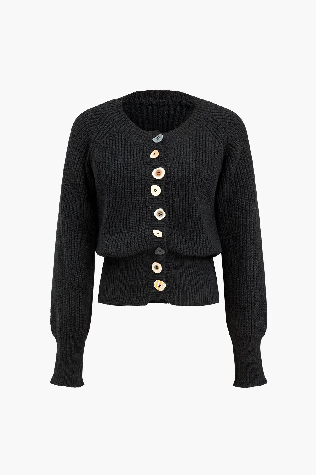 Solid Knit Button Sweater Cardigan sold by Micas