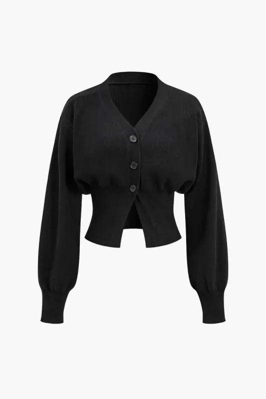 Button V-Neck Sweater Cardigan sold by Micas