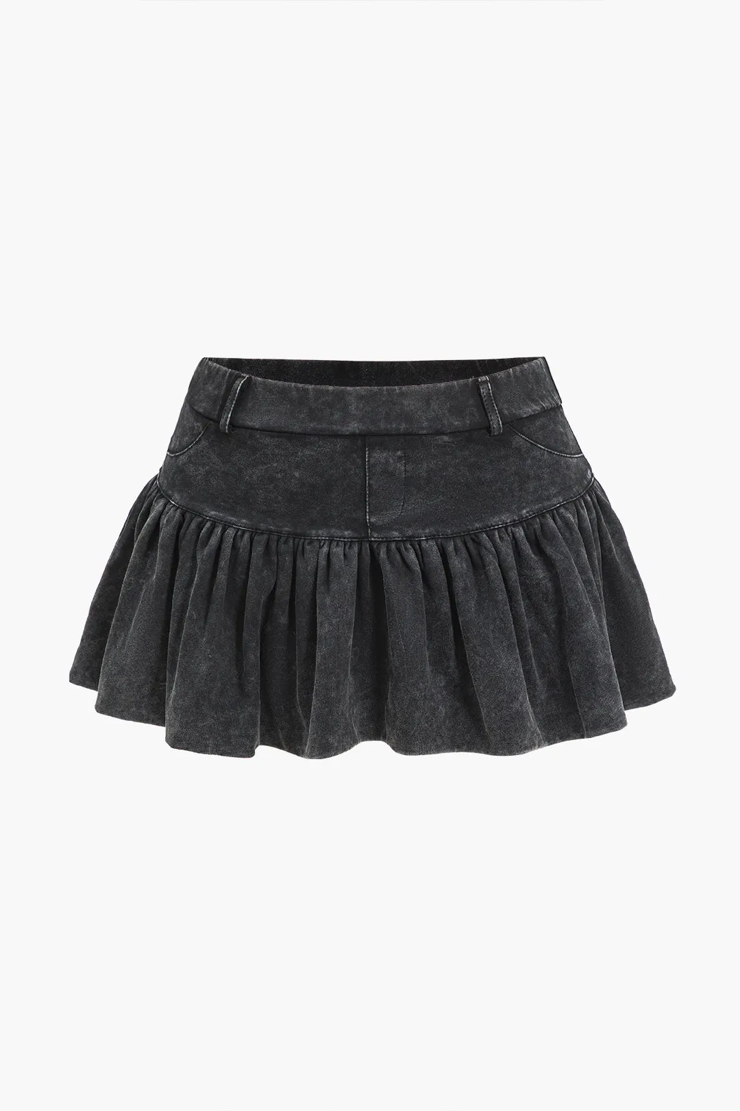 Vasket denim croptop og plisseret mininederdelsæt sold by Micas product image thumbnail 5