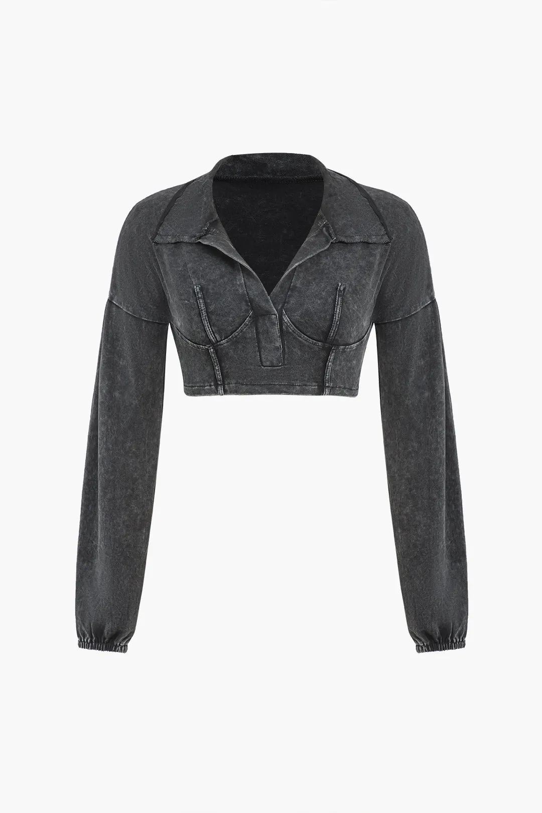 Vasket denim croptop og plisseret mininederdelsæt sold by Micas product image thumbnail 3