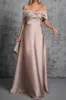 Satin Off Shoulder Twist Maxi Dress sold by Micas