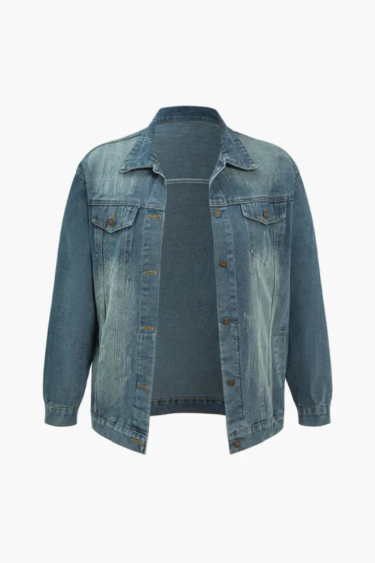 Plus Size Denim Button Pocket Outerwear sold by Micas