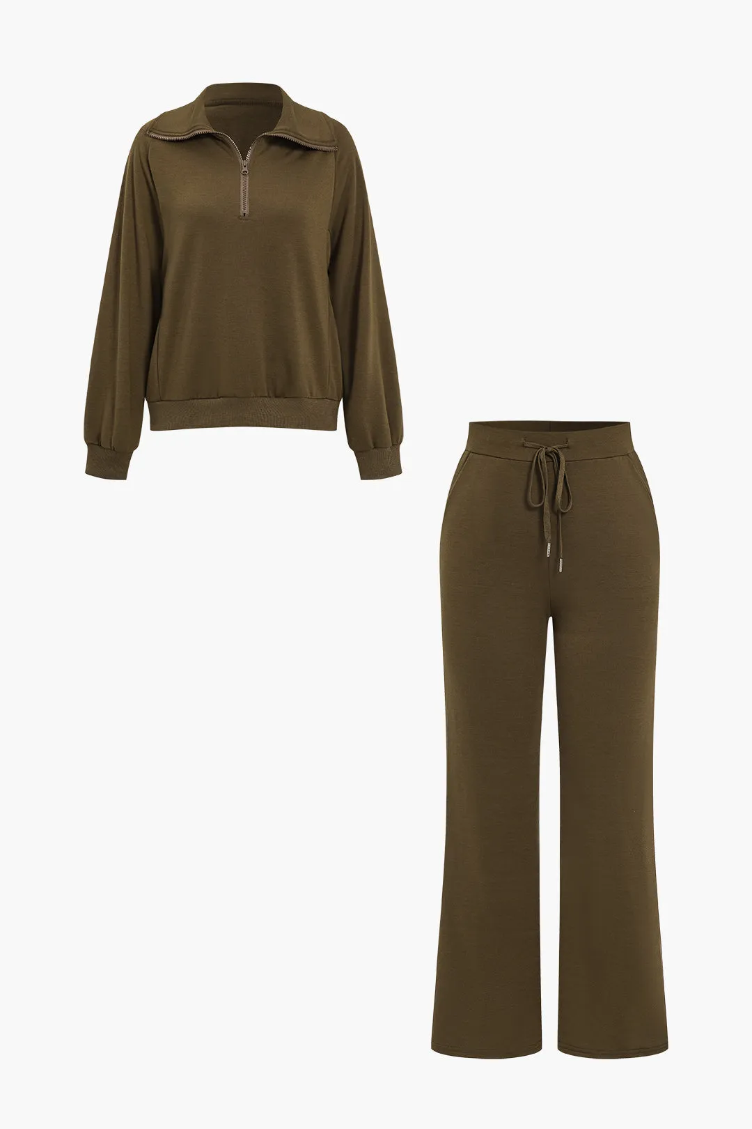 Halv lynlås buksesæt med brede ben sold by Micas