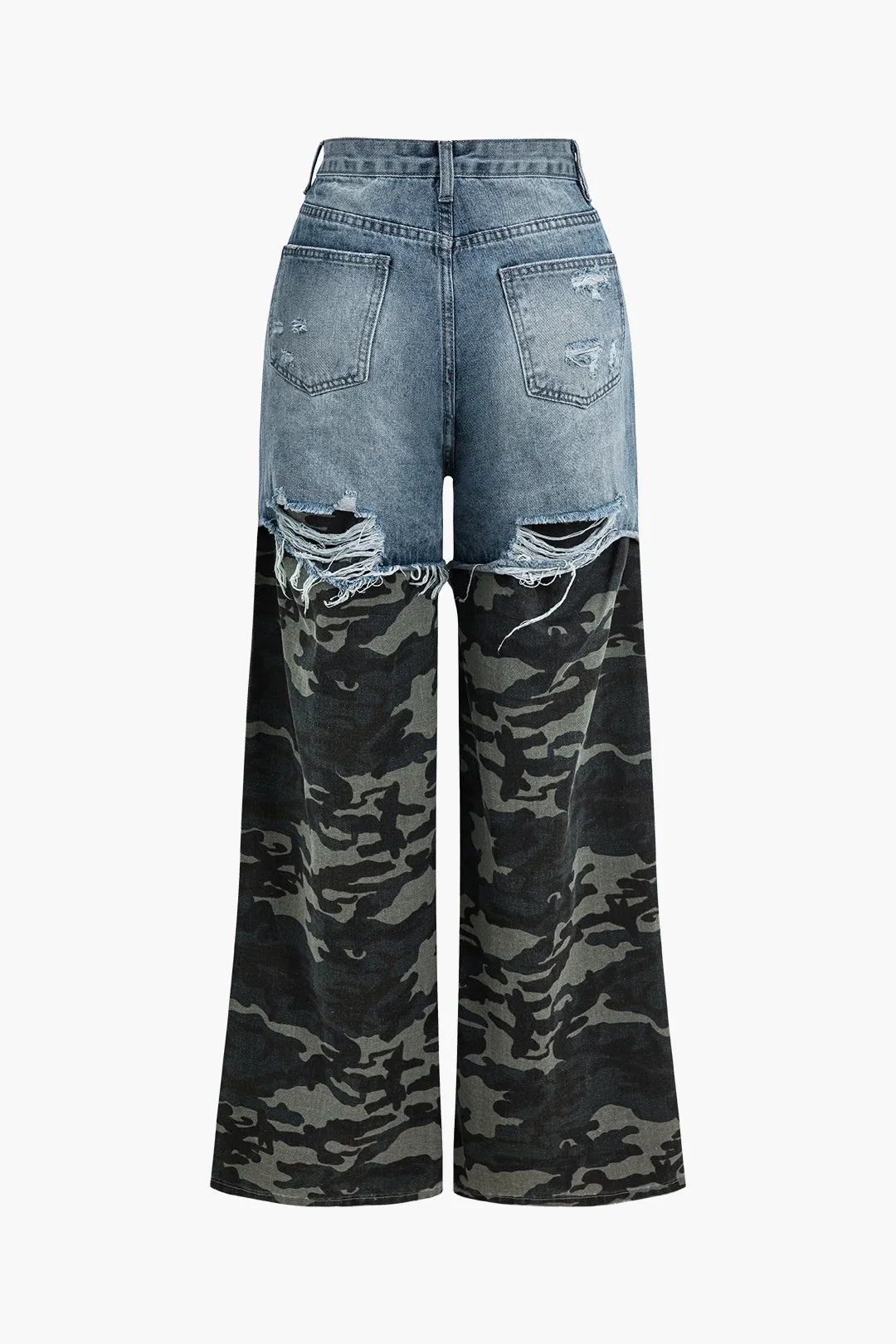Camo print denim patchwork jeans sold by Micas product image thumbnail 2