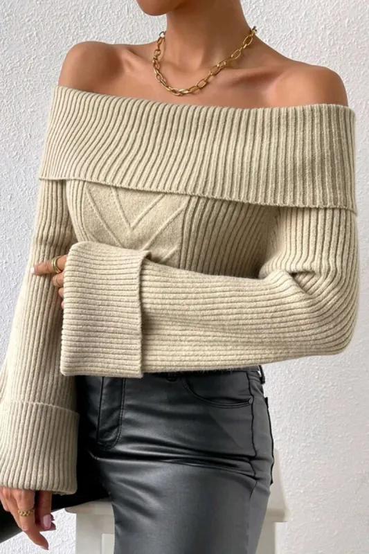 Knit Off Shoulder Long-Sleeve Top sold by Micas