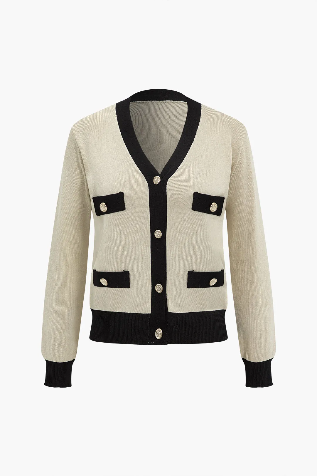 Patchwork v-hals sweater cardigan og bukser sæt sold by Micas product image thumbnail 2