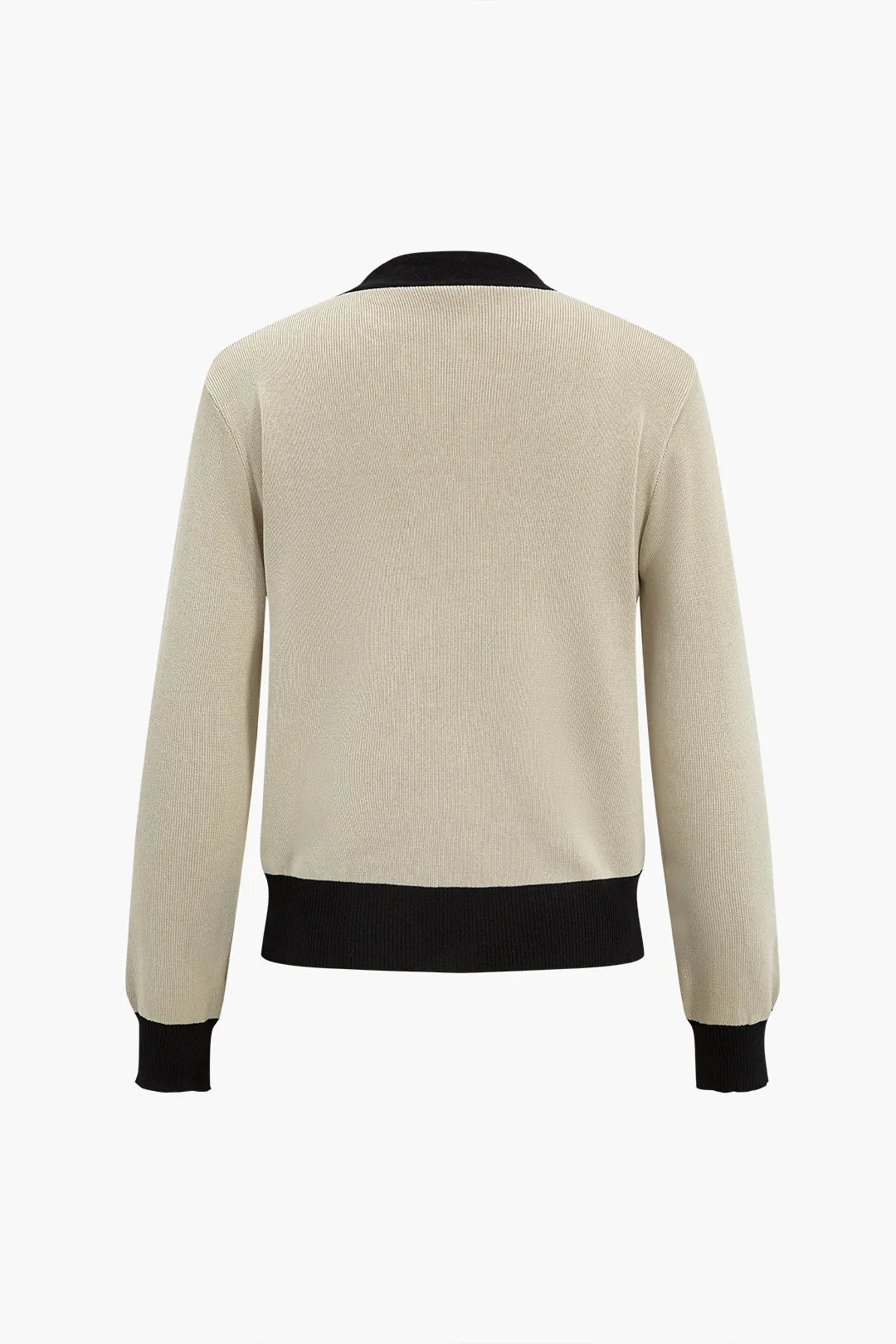 Patchwork v-hals sweater cardigan og bukser sæt sold by Micas product image thumbnail 4