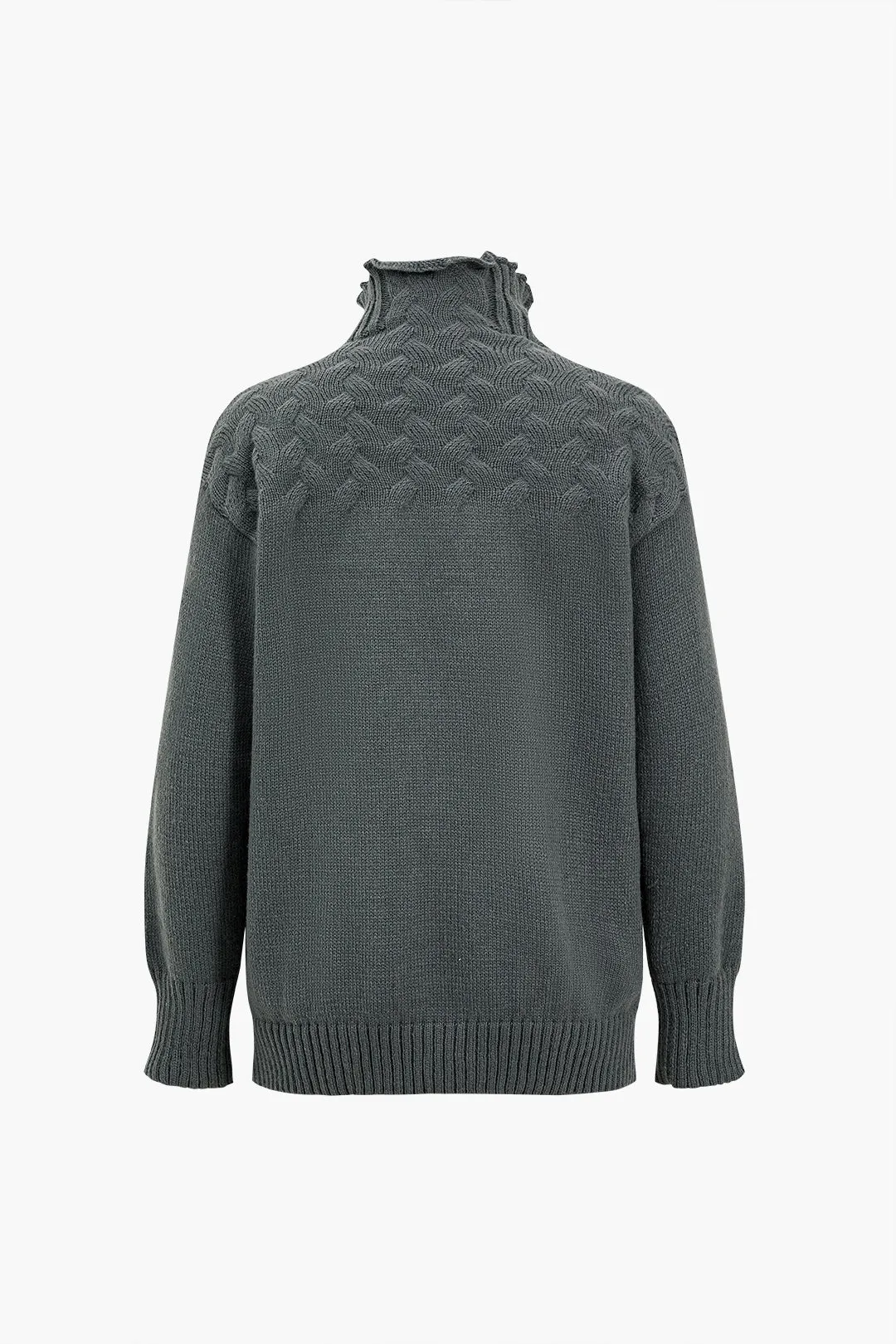 Turtleneck Ruched Cable Knit Sweater sold by Micas product image thumbnail 2