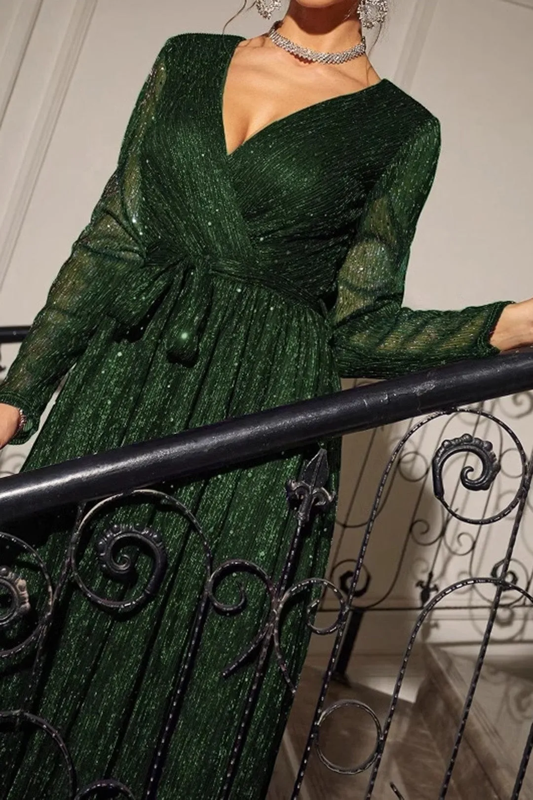 Glitter V-Neck Maxi Dress sold by Micas product image thumbnail 2