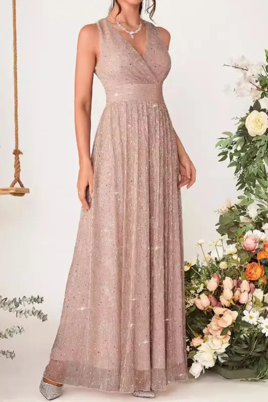 Sequin Slip V-Neck Maxi Dress sold by Micas