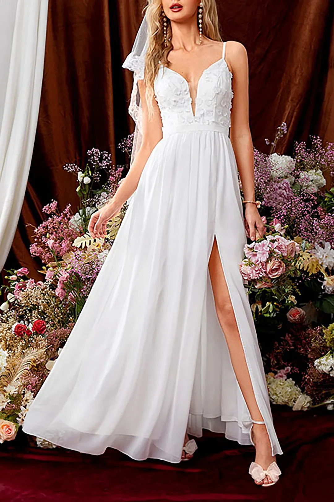 Lace Appliques Slip Maxi Dress sold by Micas product image thumbnail 5