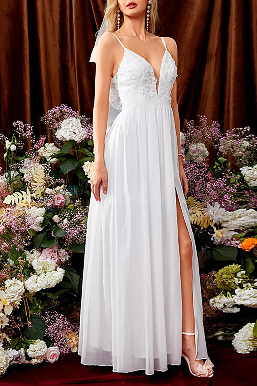 Lace Appliques Slip Maxi Dress sold by Micas product image thumbnail 3