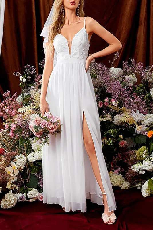 Lace Appliques Slip Maxi Dress sold by Micas