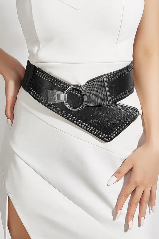 Faux læder bred talje bælte elastisk korset sold by Micas