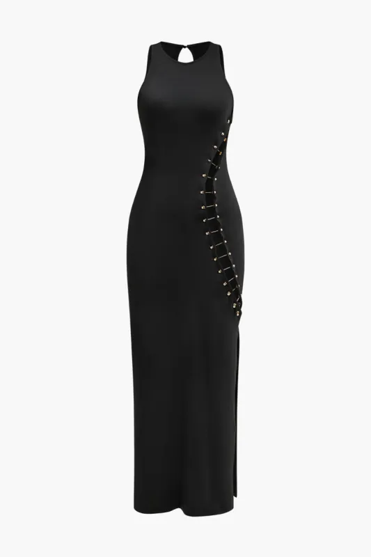 Side Button Detail Cut Out Midi Dress sold by Micas
