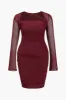 Plus Size Solid Mesh Sheer Ruched Square Neck Mini Dress sold by Micas