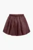 Solid Faux Leather Pleated High Waist Tie-Up Skirt sold by Micas