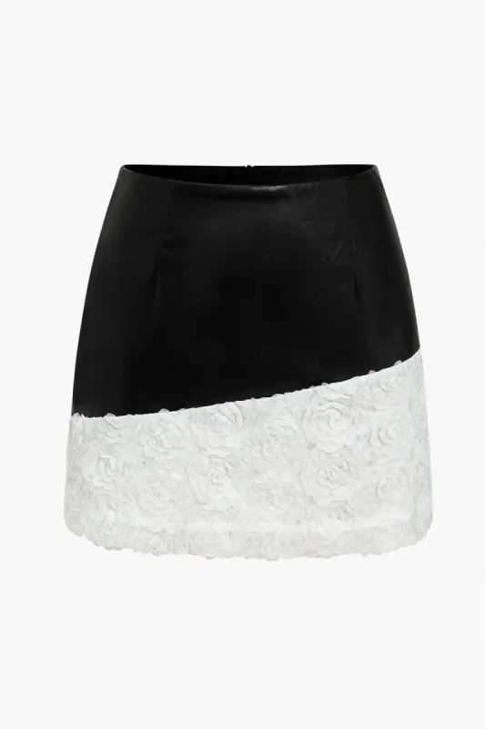 Faux Leather Patchwork Textured Skirt sold by Micas