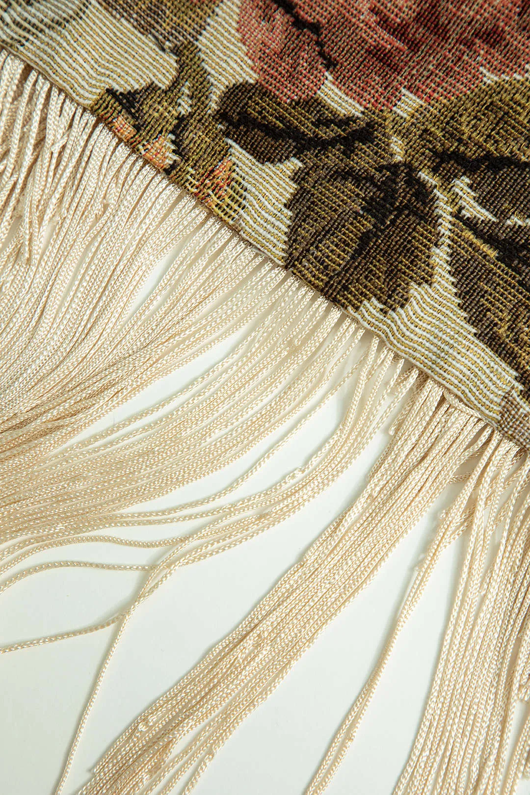 Floral Jacquard Fringe Asymmetrical Skirt sold by Micas product image thumbnail 5