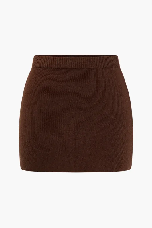 Plus Size Solid Knit Mini-nederdel sold by Micas