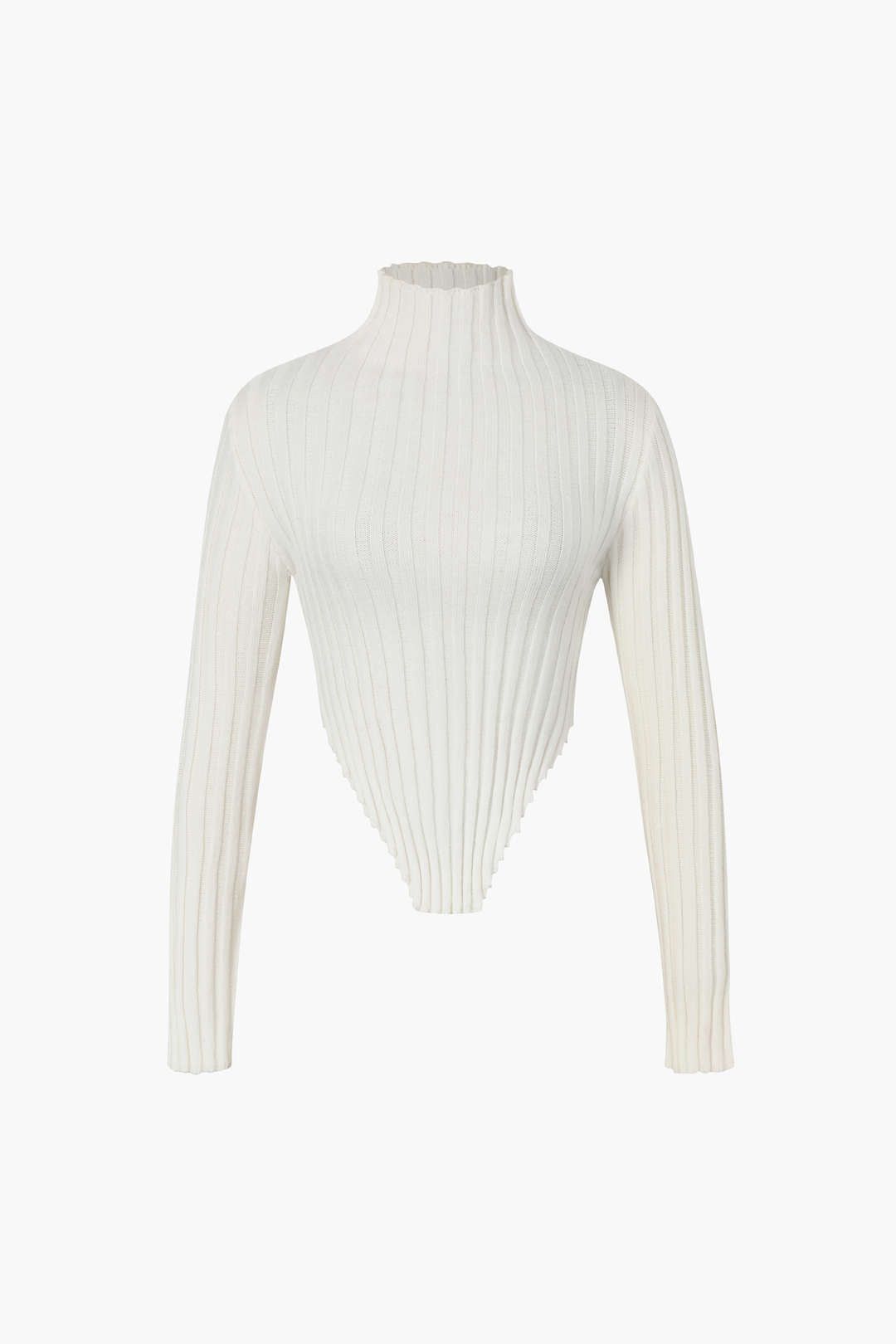 Asymmetric Lettuce Trim Knit Mock Neck Top sold by Micas product image thumbnail 2