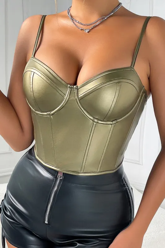 Faux Leather Bustier Cami Top made by Micas