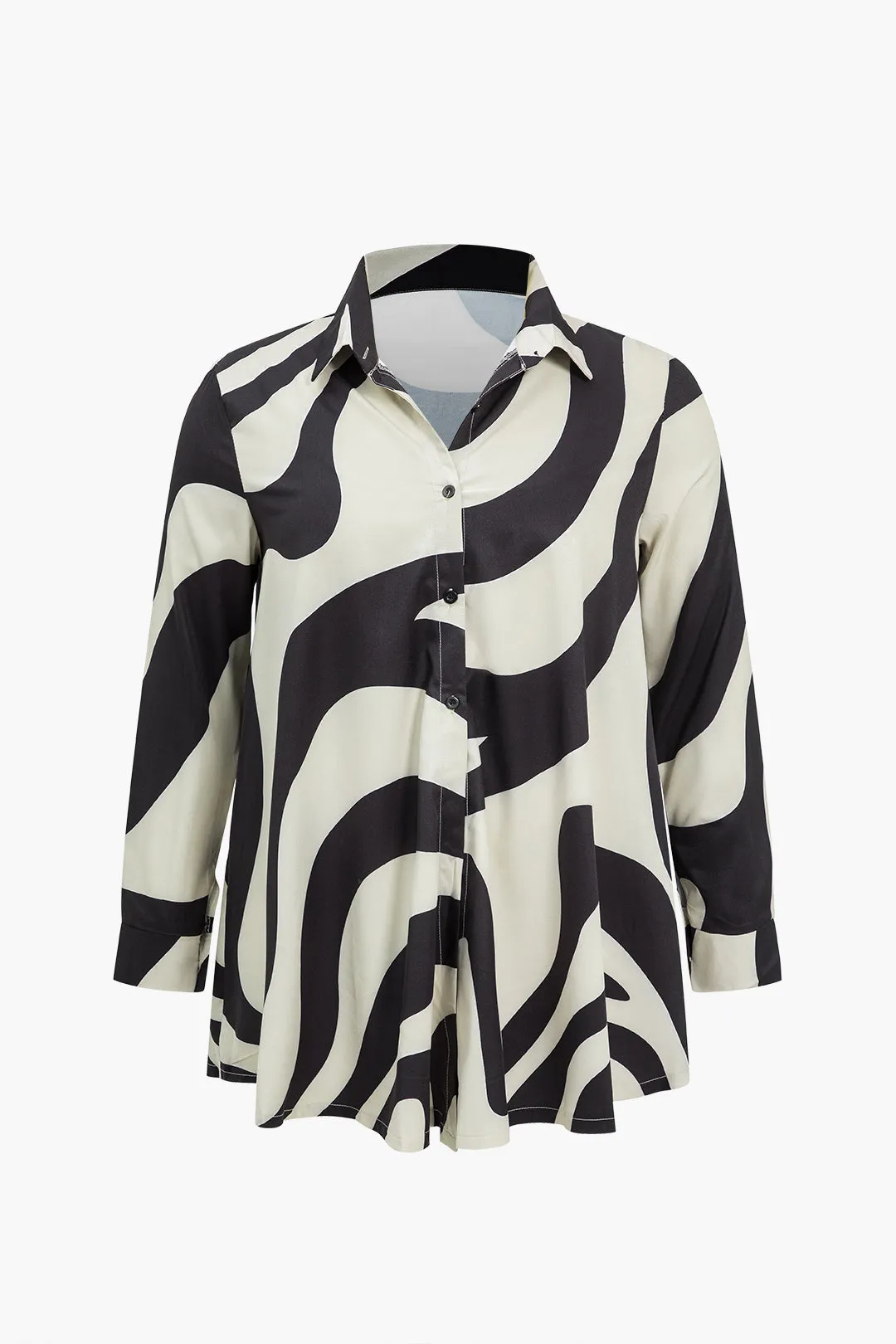 Plus Size Pop Art Print Loose Long Sleeve Shirt And Straight Pants Trouser Set sold by Micas product image thumbnail 3