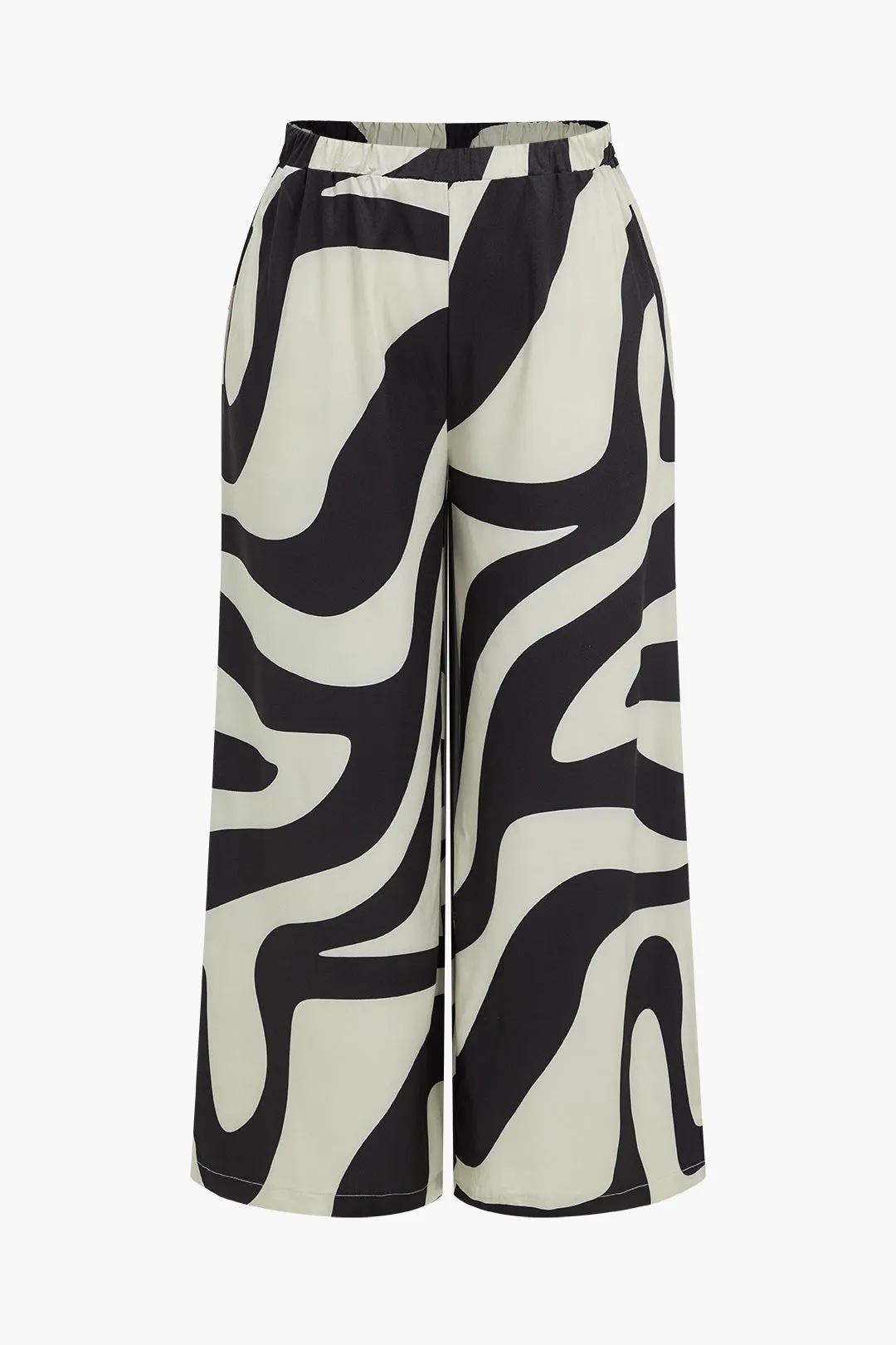 Plus Size Pop Art Print Loose Long Sleeve Shirt And Straight Pants Trouser Set sold by Micas product image thumbnail 5