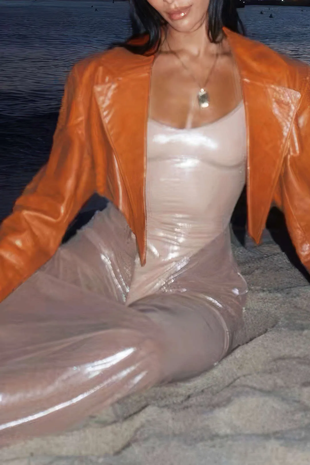 Faux Leather Cropped Jacket sold by Micas product image thumbnail 3