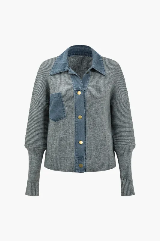 Sweater Patchwork Pocket Cardigan sold by Micas