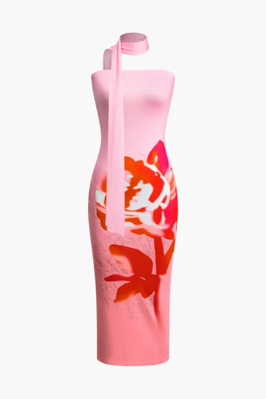 Blomsterprint Stropløs midi -kjole sold by Micas