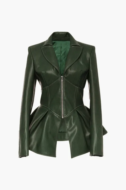 Puff  Zip-Up Faux Leather Jacket sold by Micas