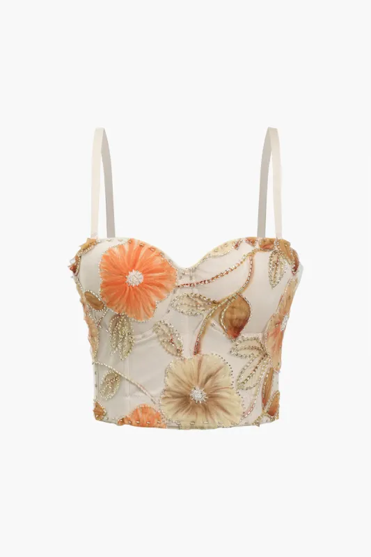 Blomsterperleret broderi cami top sold by Micas