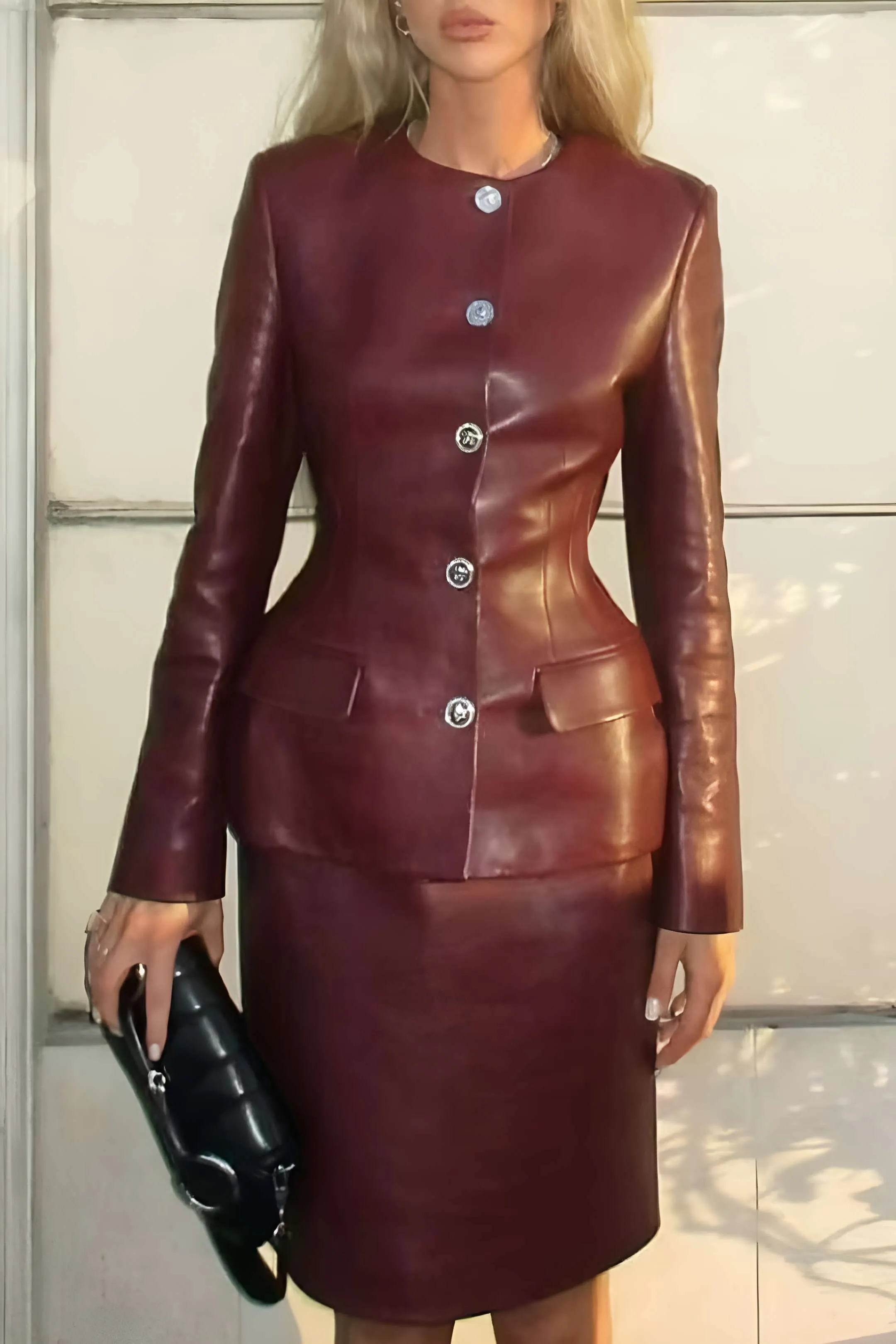 Solid knap lynlås nederdel sæt sold by Micas product image thumbnail 2