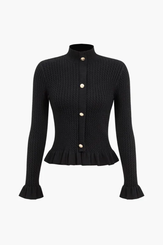 Ribstrikket Peplum-trøje med knapper sold by Micas