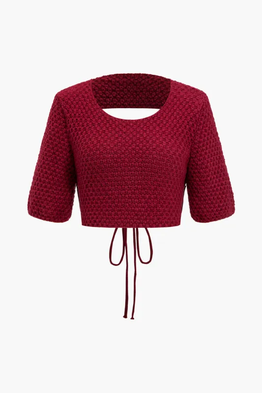Solid sweater rygløs strappy sweater kortærmet top sold by Micas