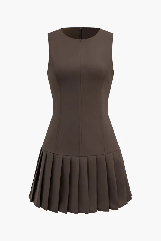 Solid Pleated Mini Dress sold by Micas