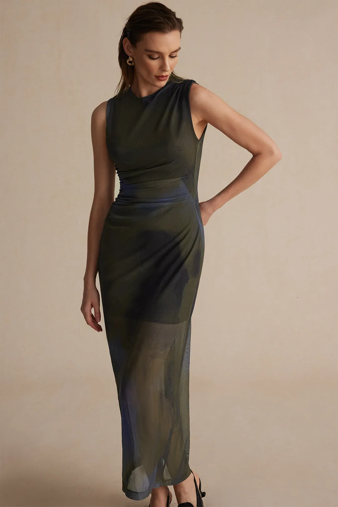 Tie Dye Print Ruched Midi-kjole sold by Micas product image thumbnail 5