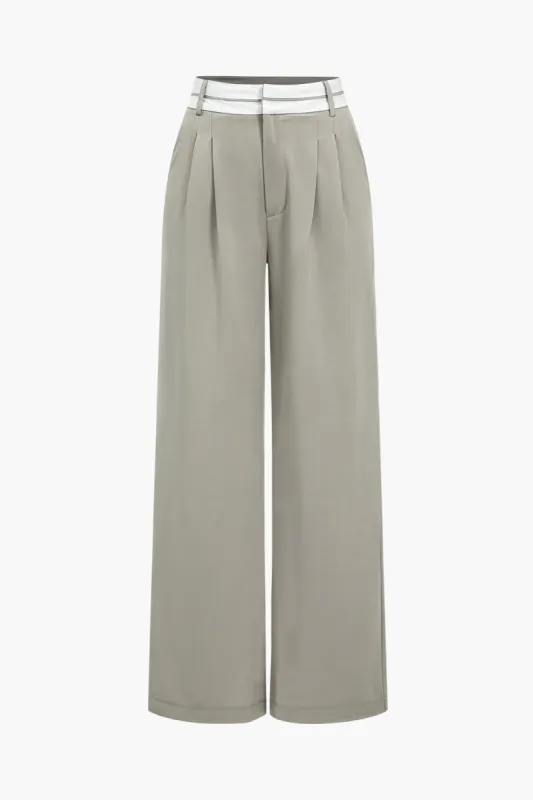 Ruched Wide Leg Bukser i kontrast sold by Micas