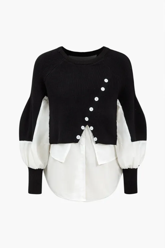 Sweater Patchwork Long-Sleeve Top made by Micas