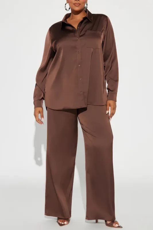 Plus Size Solid Pocket Trouser Set sold by Micas