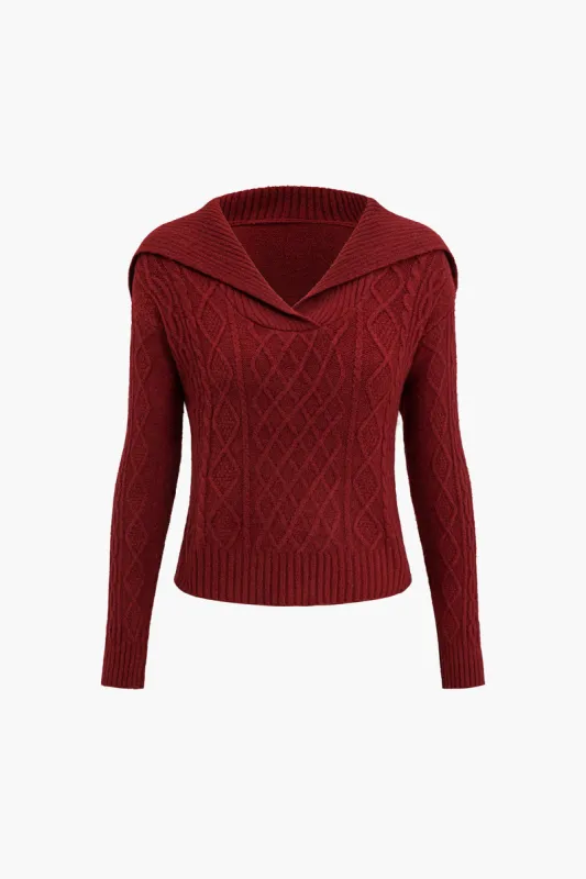 Cable Diamond Sweater Long-Sleeve Top sold by Micas