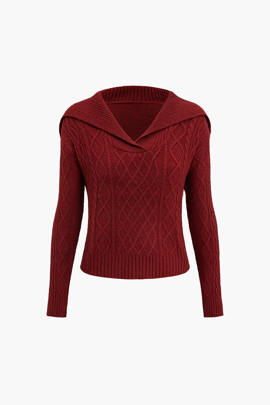 Cable Diamond Sweater Long-Sleeve Top sold by Micas