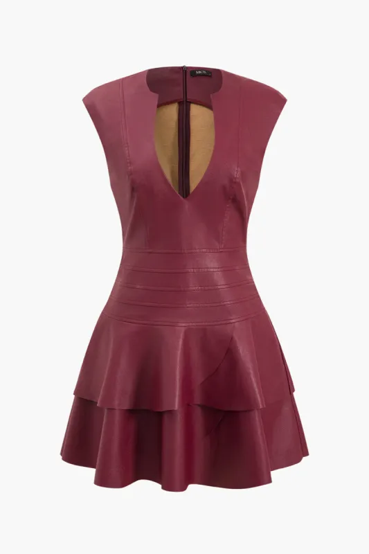 Deep V-Neck Sleeveless Tiered Mini Dress sold by Micas