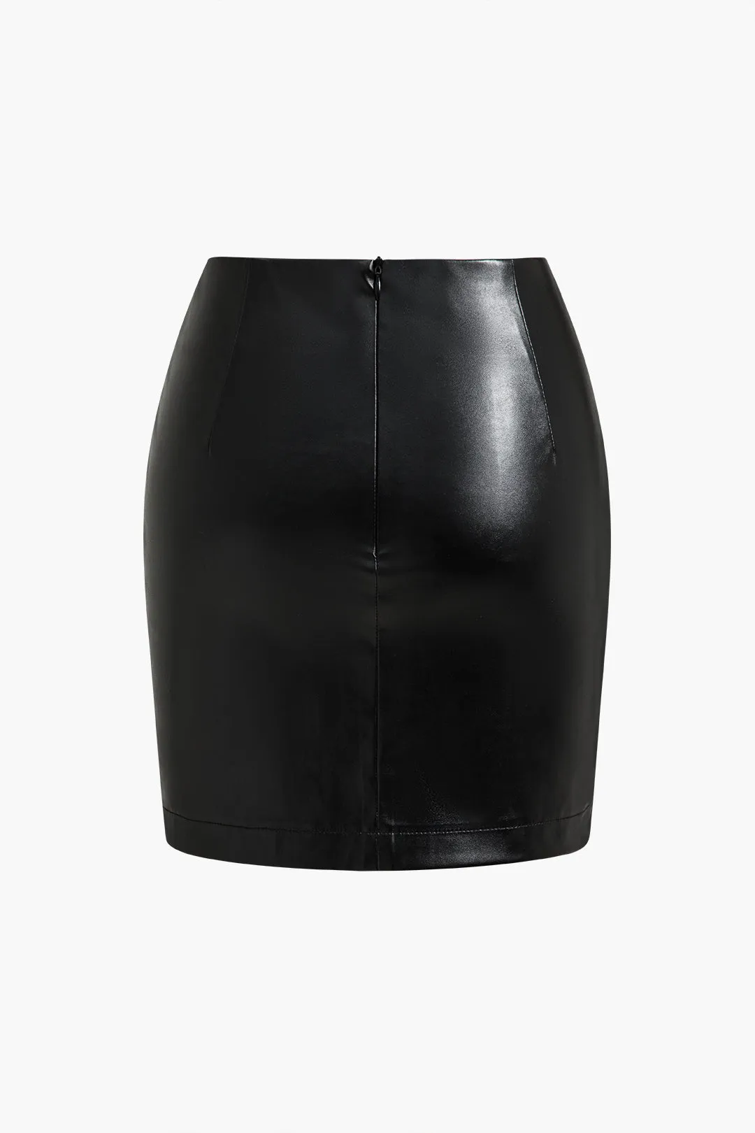 Diagonal Zipper Faux Leather Mini Skirt sold by Micas product image thumbnail 2