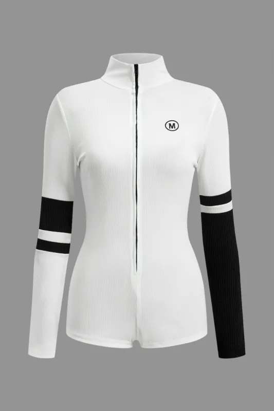 Kontrast lynlås stand krave bodysuit sold by Micas