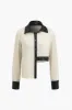 Faux Leather Patchwork Button Asymmetrical Long-Sleeve Shirt sold by Micas